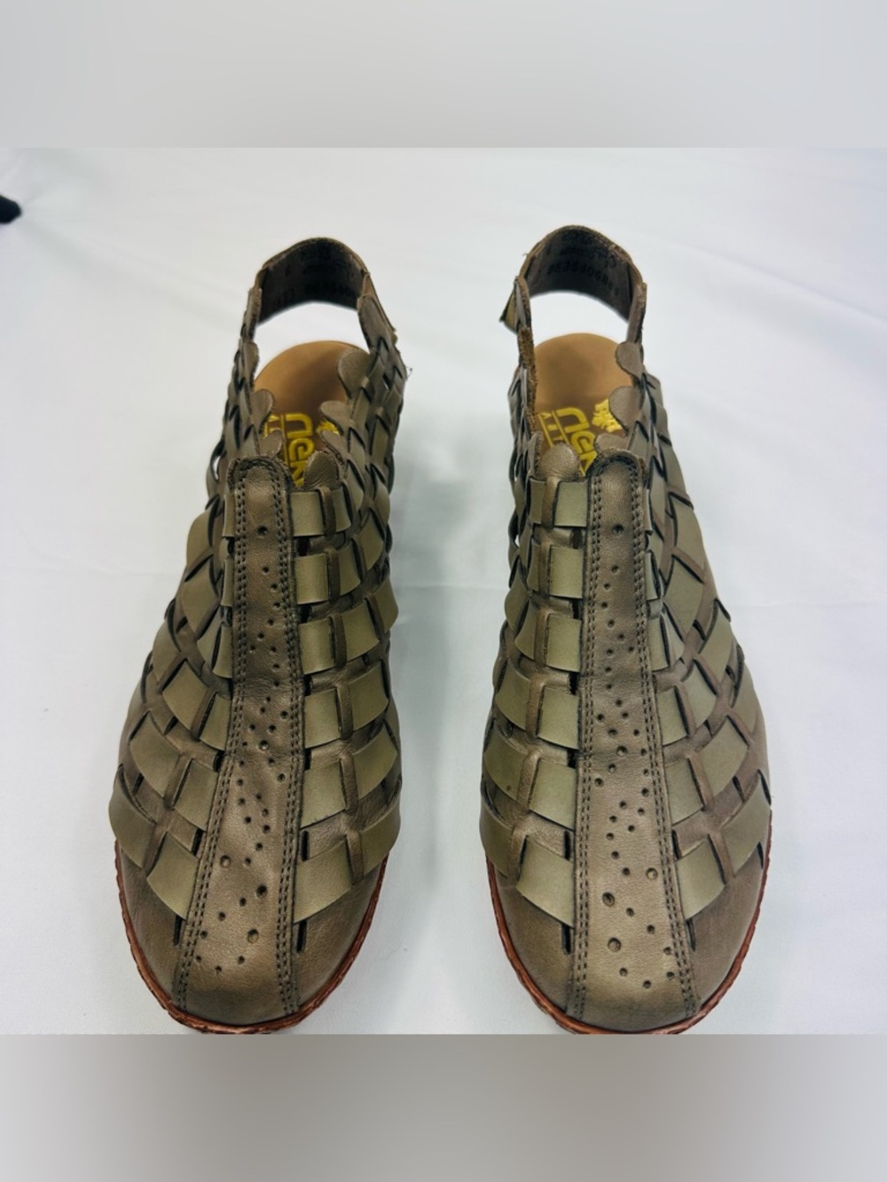 Rieker Antistress Sina Woven Leather Slingback Shoes Gray Women's EU 41 US 9.5